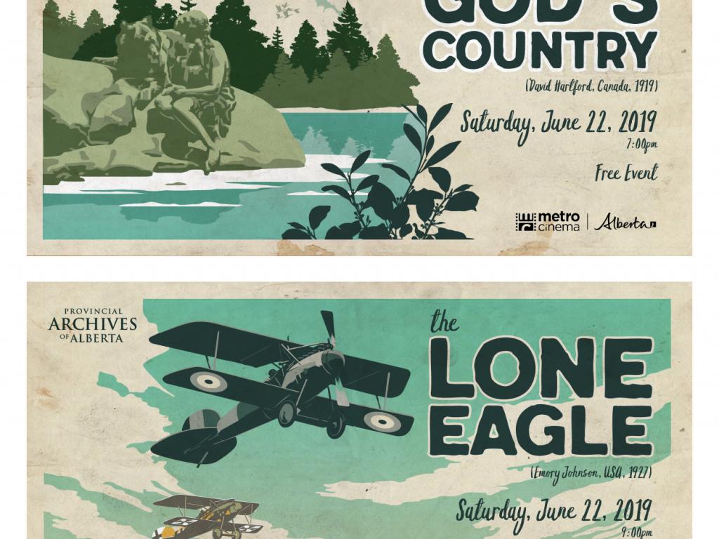 Advertisments for the PAA film night showings of Back to God's Country and The Lone Eagle