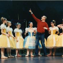 Choreographer Brydon Paige with dancers in rehearsal for <i>The Nutcracker</i>, 1982.<BR />Photo PR2012.0781.1326.0003