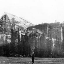 Construction of the Banff Springs Hotel addition, ca. 1928 <BR />Provincial Archives of Alberta Photo A8141 <BR />Photographer unknown