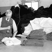 Great Western Garment Factory Making Clothes for the Netherlands May 3, 1946 <BR />Bl.1163/3 <BR />Photographer: Alfred Blyth